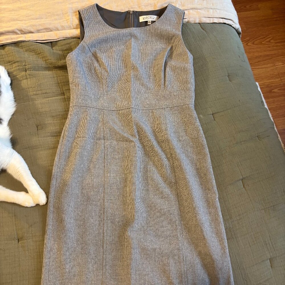 NWT Kasper Gray Sleeveless Scoop Neck Midi Dress - J Crew/CBK Vibes